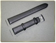 Correa de reloj clásica de cuero auténtico negra mate seda 16 mm ancho plata Cierre 1016