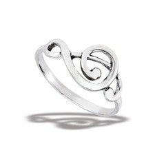 Anillo de clavija musical de plata de ley - Embalaje de regalo gratis