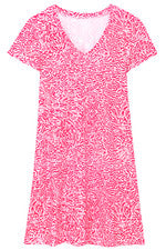 Vestido para mujer - Vestido estampado rosa rojo - Vestido camiseta - Mediano - Jersey algodón