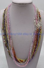 Collar de perlas de piedras preciosas facetadas redondas circonitas multicolor de 3 mm naturales