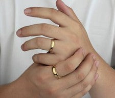 Anillos de alianza de boda de oro amarillo de 18 quilates y 18 quilates en forma de D. ancho = 4 mm 6 mm todos los tamañ