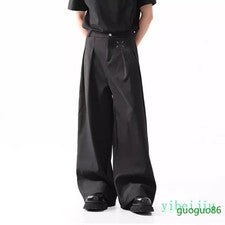 Pantalones de vestir largos informales sueltos de pierna ancha para hombre Traje Pantalones Informales Moda Coreana