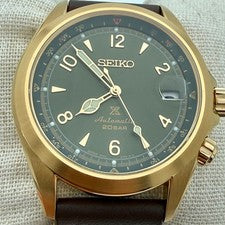 Juego completo de reloj con correa de cuero marrón 39,5 mm esfera verde para hombre Seiko SPB210 Prospex