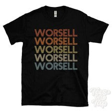 CAMISETA WORSELL ESTILO RETRO REPETIDO Hombre y Mujer Novedad Genial Nombre Regalo