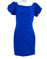 NIKIBIKI Mujer Azul Real Manga Corta Vestido Vaina Cremallera Trasera Talla Pequeña Nuevo con Etiquetas