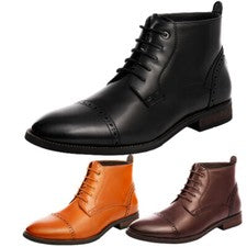 Hombres Vestido Botines Suave PU Superior Con Cordones Oxford Botas Zapatos