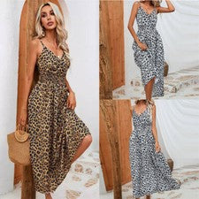 Vestido estampado de leopardo ropa para mujer verano honda estampado de moda de leopardo