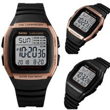 Reloj Digital Skmei 5 Alarmas Cuenta Regresiva Temporizador Cronómetro Retroiluminación Correa Negra Reino Unido