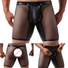 Calzoncillos boxer de culo abierto para hombre con pantalones calientes estilo ropa interior sin entrepierna