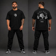Camiseta de algodón para gimnasio fitness culturismo de gran tamaño con gráficos de ropa de calle para hombre