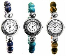 Reloj elástico con cuentas de piedra natural turquesa ojo de tigre lapislázuli