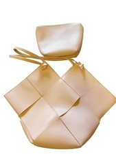 Bolso de hombro y bolsa para mujer con patrón de rejilla a cuadros de cuero sintético rosa