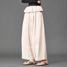 Verano Nuevo Estilo Chino Para Hombre Cintura Alta Algodón Lino Suelto Pantalones Informales