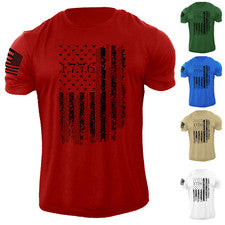 Camiseta para hombre 1776 Declaración de Independencia bandera de Estados Unidos 100 % algodón