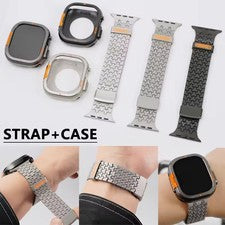 Correa de acero inoxidable en forma de Y + funda de metal para Apple Watch Ultra 11 10 9 8 7 6 SE