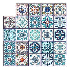 24 piezas calcomanías decorativas para azulejos de flores autoadhesivas para uso doméstico
