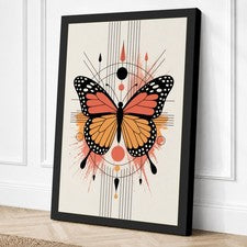 Impresión en lienzo geométrico mariposa arte de pared decoración del hogar listo para colgar