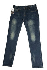 Pantalones de mezclilla ajustados descoloridos desgastados pierna recta 38x31 azul de moda para hombre nuevos con etique