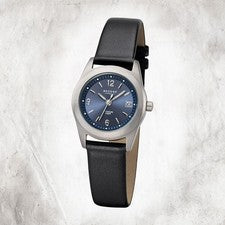 Regent Cuero Reloj de Mujer F-1214 Análogo Pulsera Negro Titan-Uhr URF1214