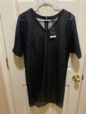 Nueva camiseta de vestir para mujer Topshop negra de malla en capas talla 8 mediana