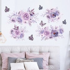 Pegatinas Pared 35*60cm Mariposa Decoración Flor PVC Púrpura Autoadhesivas