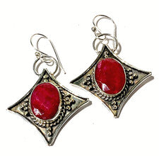 PENDIENTES K A S H M I R-R U B I N piedras preciosas 925 plata de ley joyería