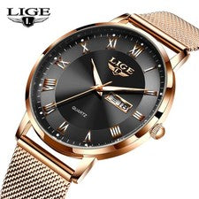 Reloj Hombre Reloj de Pulsera Acero Inoxidable Reloj de Cuarzo Brillante Fecha Impermeable Relojes