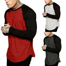 Camiseta De Mangas Largas Para Hombres Camisa De 2 Colores Moda Béisbol Elegante