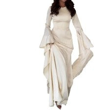 Vestido para mujer de moda color liso bata ajustado cintura ceñido temperamento