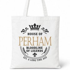Bolso de Mano PERHAM Family Surname House Of White Algodón