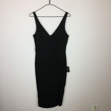 Nuevo con etiquetas Vestido Vaina Lulus Talla M Mujer Negro Tejido Cuello en V Sin Mangas Elástico Forrado