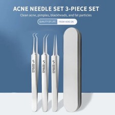 Pinzas removedoras de espinillas 3 piezas herramienta de aguja curva extractor de manchas de espinillas para acné