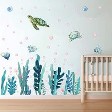 Decoración del hogar dormitorio bajo el mar decoraciones patrón mundial pegatina pared