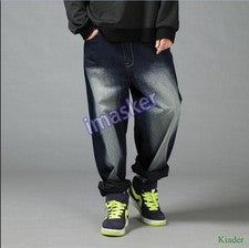 Chic Retro Pantalones de Vaquero Para Hombre Algodón Sueltos Informales Sueltos Jeans Moda Pantalones