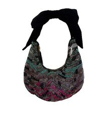 Bolso de hombro para mujer From India to You adornado a mano con lazo con cuentas multicolor