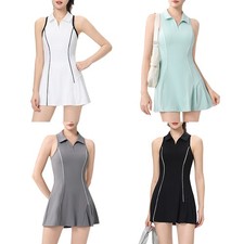 Mujer Tenis Falda Deportiva Golf Una Pieza Vestido Calce Ajustado Golf Vestido Moda
