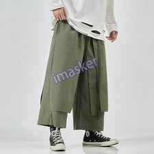 Pantalones cortos estilo retro para hombre hasta el tobillo sueltos pierna ancha informales talla grande M-5XL