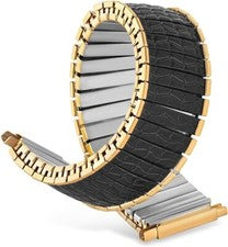 Correa de reloj para hombre 16-22MM Twist-and Flex negra y dorada de colección Romunda NOS