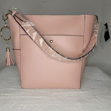 Cartera MARC NEW YORK by Andrew Marc para mujer de cuero rosa y dorado con llavero nueva con etiquetas