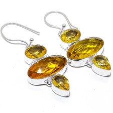 Pendiente de joyería de plata esterlina 925 hecho a mano con piedras...