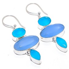 Pendiente de joyería de plata esterlina 925 hecho a mano de ónix azul,...