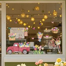 Pegatina de ventana estática floral minimalista moderna para decoración del hogar 11,81 x 23,62 pulgadas