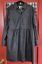 Vestido para mujer Nine West negro denim manga larga botón delantero talla XS NUEVO CON ETIQUETAS
