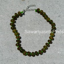 Collar Rondelle Moldavita Verde Anudado a Mano, Joyería de Piedras Preciosas de 8mm, Esterlina S