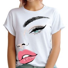 Moda Humana Niña Cara Genial Hipster Elegante Verano Top Mujeres Camisetas 1#TA-26
