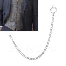 Nueva cadena de reloj de bolsillo Albert color plata con anillo de resorte
