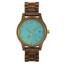 Opis UR-U1: Reloj de pulsera de madera unisex de sándalo negro con esfera en relieve