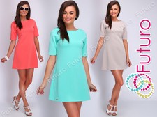 Para mujer Vestido Acolchado Cambio Mangas Cortas Cuello Barco Vestido Formal Talla 8 10 FA406