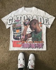 Camiseta Para Hombre Verano Retro Letra Estampado Retrato Calce Cuadrado Y2k Urbano Streetwear