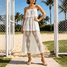 Para Mujer Blanco Sin Mangas Boho Solero para Vacaciones de Verano y Playa